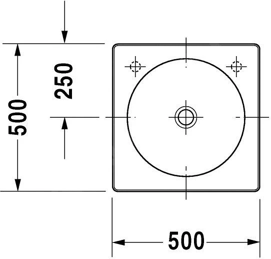 Duravit Architec - Waskom Zonder Overloop, 500x500 Mm, Zonder Overloop, 1 Kraangat Links, Wit 0320500009 - Afbeelding 2
