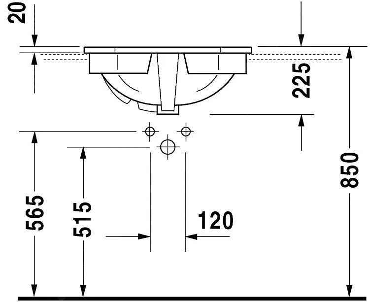 Duravit 1930 - Meubelwastafel 580x470 Mm, Met Overloop, 1 Kraangat, Wit 0476580000 - Afbeelding 3