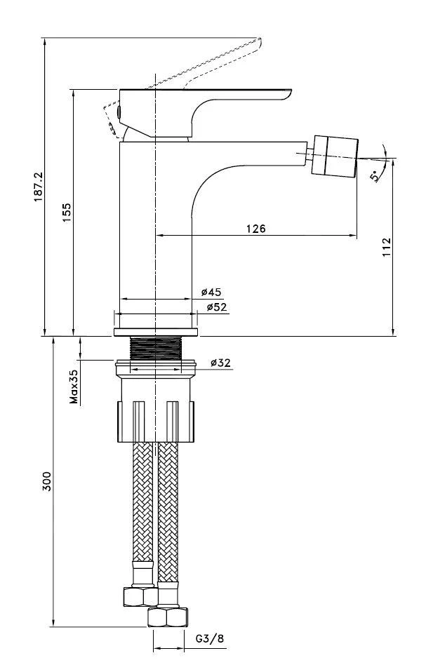 Kielle Vega - Bidetkraan, Chroom 10418100 - Afbeelding 2