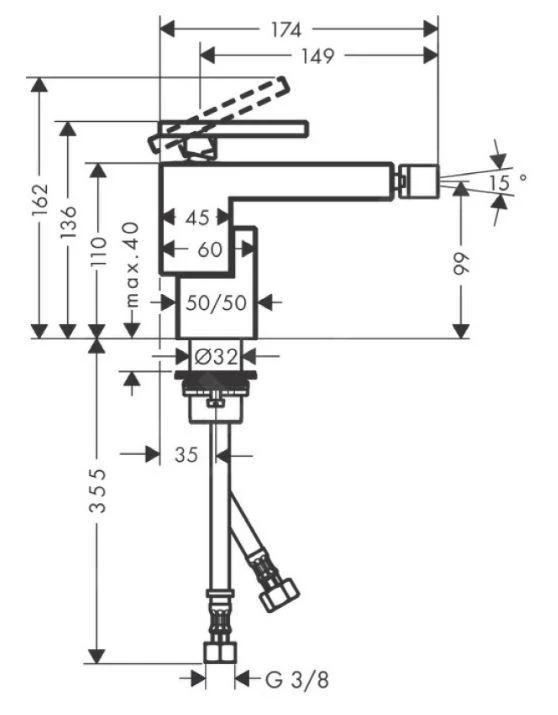 Axor Edge - Bidetkraan Met Afvoergarnituur, Chroom 46210000 - Afbeelding 2